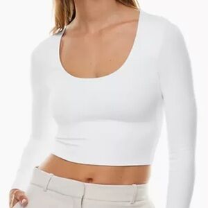 Aritzia Babaton White Contour Scoopneck Long Sleeve Medium